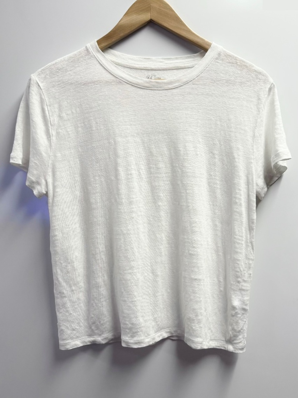 J Crew Relaxed Linen Crewneck Tee White S
